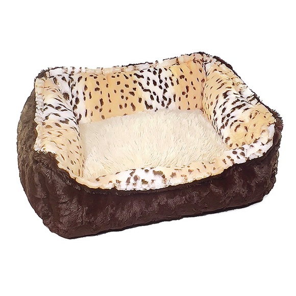 Baylee Mink & Snow Leopard Dog Lounge Bed - NEW